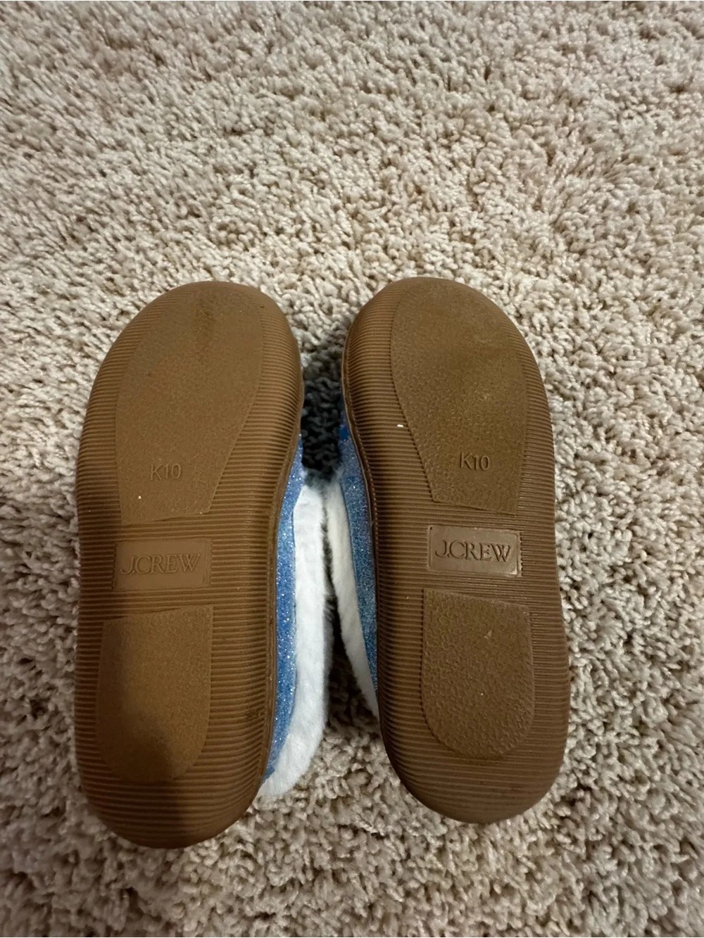 J.Crew Girls’ purple blue fuzzy glitter slippers size 10 like new